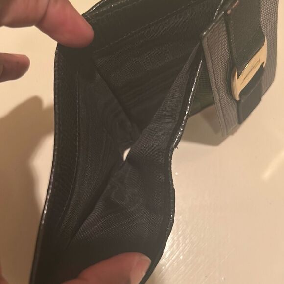 Salvatore Ferragamo Vara Bow Compact Wallet Black Grain Leather Preppy Old Money - Picture 8 of 14